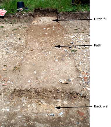 Section through area north of villa building